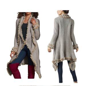 K Jordan Statement Luxe Fur trim Women's Fancy Dress Cardigan Witchy Goth SZ M